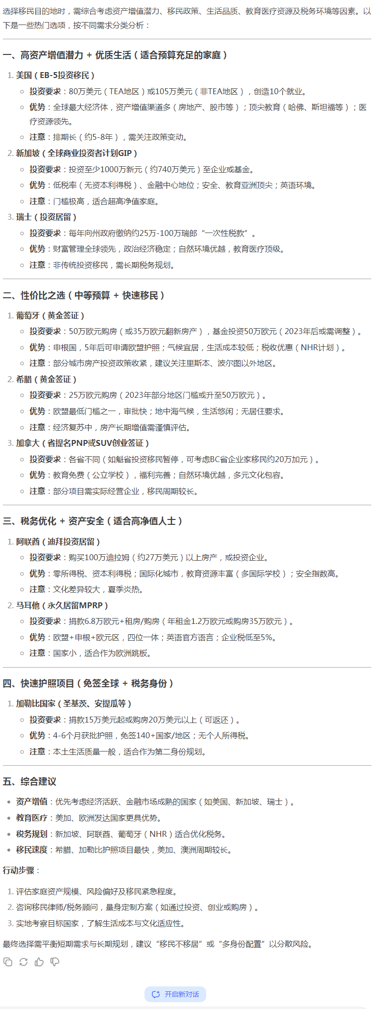 當(dāng)我問(wèn)DeepSeek這個(gè)移民問(wèn)題！它竟然忽視了這個(gè)G20大國(guó)黃金身份？